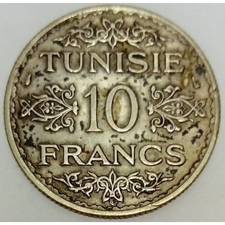 TUNISIA - KM 262 - 10 FRANCS 1934 - AHMAD PASHA (protectorat français)