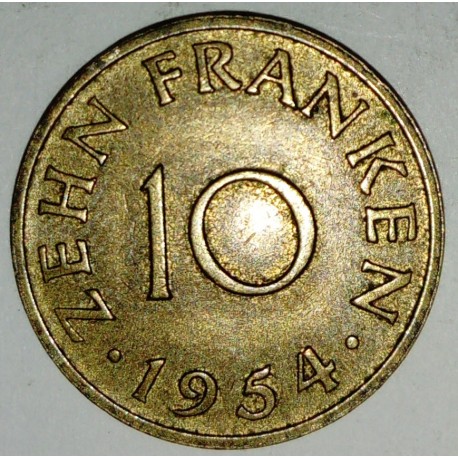 GERMANY - SARRE - 10 FRANKEN 1954