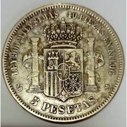 ESPAGNE - KM 666 - 5 PESETAS 1871 SDM - Amédée Ier (1871-1873)