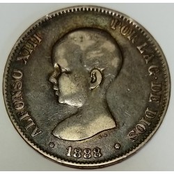 SPAIN - KM 689 - 5 PESETAS 1888 MPN - ALPHONSE XIII