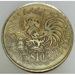 SINGAPOUR - KM 113 - 10 DOLLARS 1993 - ANNEE DU COQ