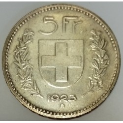 SWITZERLAND - KM 37 - 5 FRANCS 1923 B - SHEPHERD'S HEAD