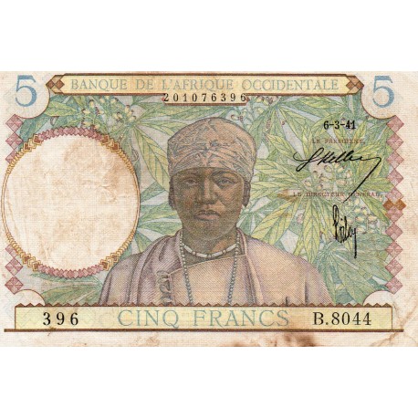 FRENCH WEST AFRICA - PICK 25 - 5 FRANCS - 06/03/1941