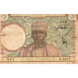 FRENCH WEST AFRICA - PICK 25 - 5 FRANCS - 06/03/1941