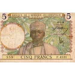 AFRIQUE OCCIDENTALE FRANCAISE - PICK 21 - 5 FRANCS - 10/03/1938