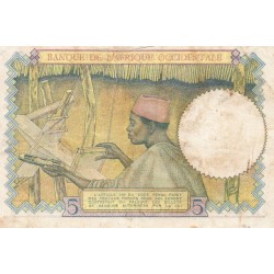 FRENCH WEST AFRICA - PICK 21 - 5 FRANCS - 10/03/1938