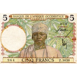 AFRIQUE OCCIDENTALE FRANCAISE - PICK 21 - 5 FRANCS - 15/03/1937