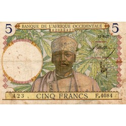 AFRIQUE OCCIDENTALE FRANCAISE - PICK 21 - 5 FRANCS - 12/08/1937