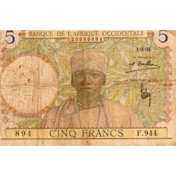 AFRIQUE OCCIDENTALE FRANCAISE - PICK 21 - 5 FRANCS - 01/08/1935