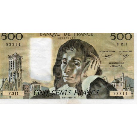 PICK 156 - 500 FRANCS PASCAL - 05.07.1984 - F.211