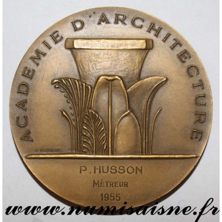 MEDAL - ARCHITECTURE - ACADEMY - ATTRIBUTED TO P. HUSSON - QUANTITY SURVEYOR - 1955