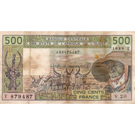 WEST AFRICAN STATES - TOGO - PICK  806T.K  - 500 FRANCS 1989 - SIGN 21 - B C E A O