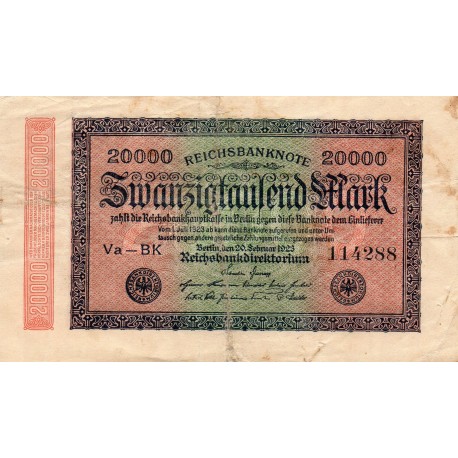 GERMANY - PICK 85 b - 20 000 MARK - 20/02/1923