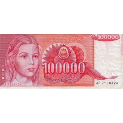 YOUGOSLAVIE - PICK 97 - 100 000 DINARA - 01/05/1989