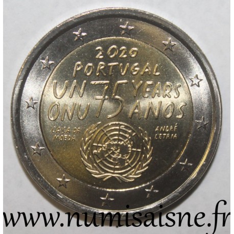 PORTUGAL - 2 EURO 2020 - 75 ANS DE L'ORGANISATION DES NATIONS UNIES - ONU