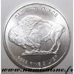 ÉTAT UNIS - 1 ONCE D'ARGENT 0.9999 - TÊTE D'INDIEN - BISON AMÉRICAIN