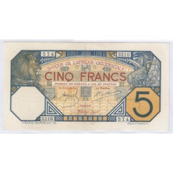 FRENCH WEST AFRICA - PICK 5 bc - 5 FRANCS 17/02/1926 - SPLENDIDE