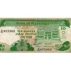 MAURITIUS - PICK 35 - 10 RUPEES  - NO DATE (1985)