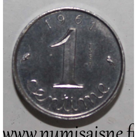 FRANCE - KM 928 - 1 CENTIME 1961 - TYPE EAR OF WHEAT - PATTERN / TRIAL - PIEDFORT