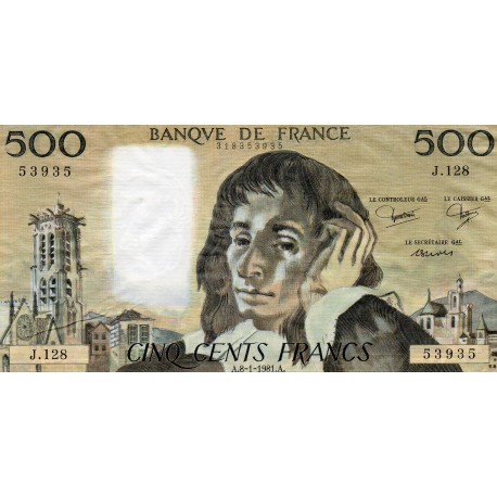 FAY 71/23 - 500 FRANCS PASCAL - 08/01/1981 - J.128 - PICK 156