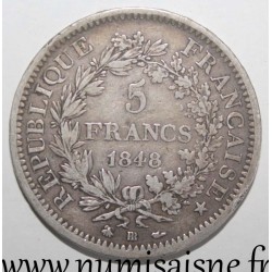 FRANCE - KM 756 - 5 FRANCS 1848 BB - Strasbourg - TYPE HERCULE