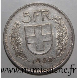 SUISSE - KM 40 - 5 FRANCS 1953 B - TÊTE DE BERGER