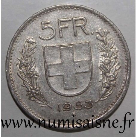 SWITZERLAND - KM 40 - 5 FRANCS 1953 B - SHEPHERD'S HEAD