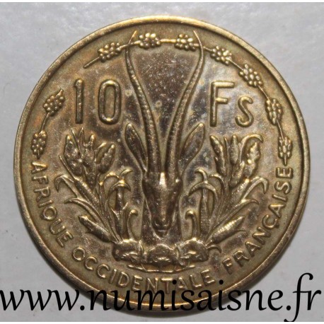 AFRIQUE OCCIDENTALE FRANCAISE - KM 6 - 10 FRANCS 1956 - MARIANNE - GAZELLE