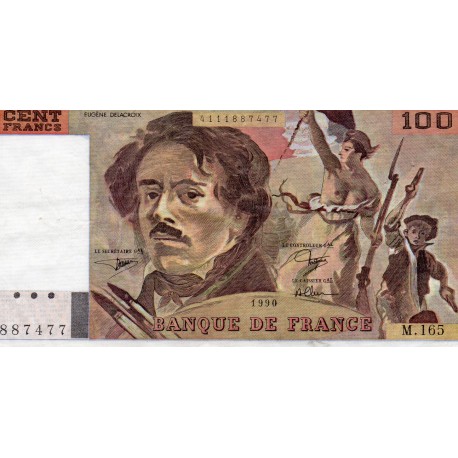 FRANCE - PICK 154 - 100 FRANCS DELACROIX - TYPE 1978 - 1990 - CONTINUOUS PRINTS