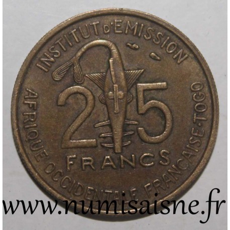 FRENCH WEST AFRICA - TOGO - KM 9 - 25 FRANC 1957 - GAZELLE