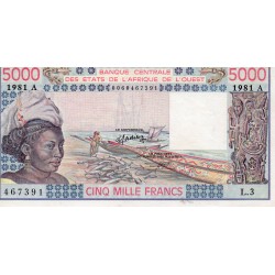 WEST AFRICAN STATES - IE HOW - PICK 108 A h  - 5.000 FRANCS 1981 - "A" - B C E A O