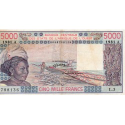 WEST AFRICAN STATES - IE HOW - PICK 108 A h  - 5.000 FRANCS 1981 - "A" - B C E A O