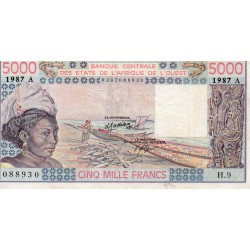 WEST AFRICAN STATES - IE HOW - PICK 108 A p  - 5.000 FRANCS 1987 - "A" - B C E A O