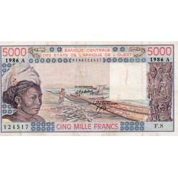 WEST AFRICAN STATES - IE HOW - PICK 108 A o  - 5.000 FRANCS 1986 - "A" - B C E A O