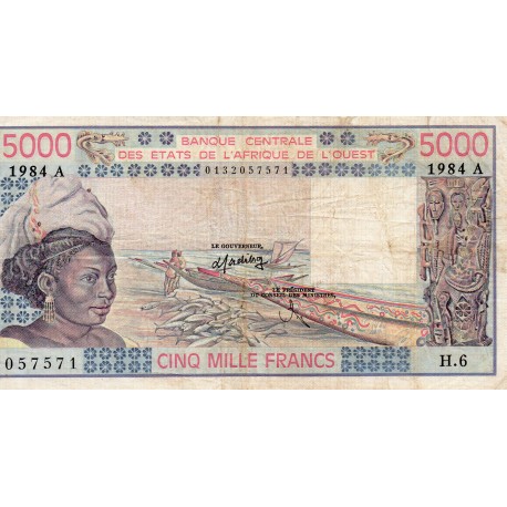 WEST AFRICAN STATES - IE HOW - PICK 108 A L  - 5.000 FRANCS 1984 - "A" - B C E A O