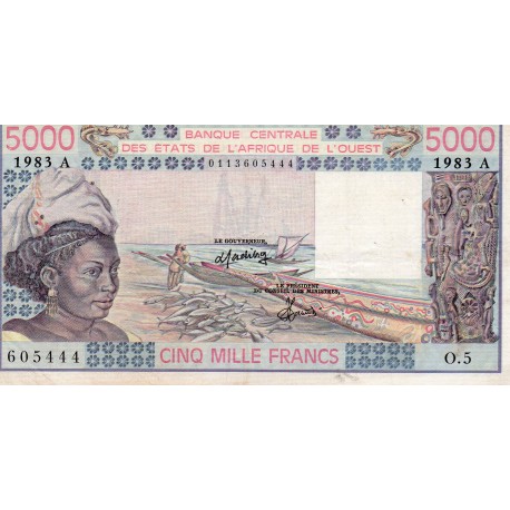 WEST AFRICAN STATES - IE HOW - PICK 108 A k  - 5.000 FRANCS 1983 - "A" - B C E A O