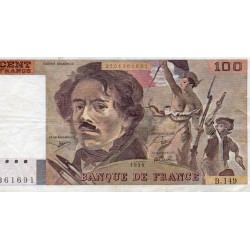 FRANCE - PICK 154 - 100 FRANCS DELACROIX - TYPE 1978 - 1990 - CONTINUOUS PRINTS