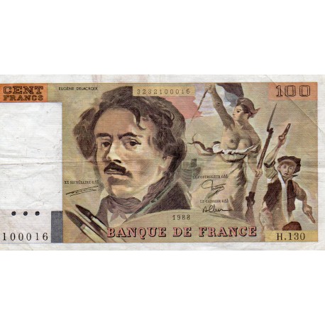 FRANCE - PICK 154 - 100 FRANCS DELACROIX - 1988