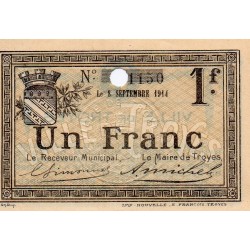 County 10 - TROYES - 1 FRANCS - 08/09/1914