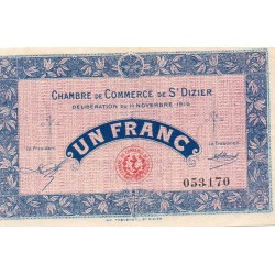COUNTY 52 - ST DIZIERS - 1 FRANC 1915 - 11.11 - CHAMBER OF COMMERCE