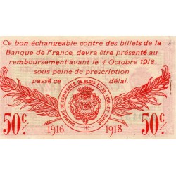 COUNTY 41 - BLOIS ET LOIR-ET-CHER - 50 CENTIMES 1916 - 03.10 - CHAMBER OF COMMERCE