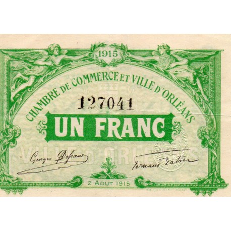 County 41 - ORLEANS - 1 FRANC 1915 - 02.08 - CHAMBER OF COMMERCE