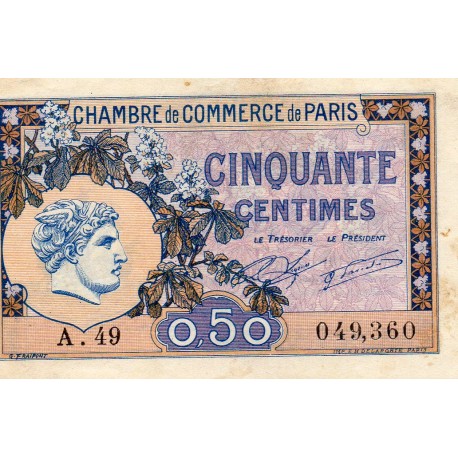 75 - PARIS - 50 CENTIMES 1920 - PARIS CHAMBER OF COMMERCE