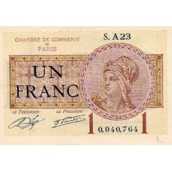 75 - PARIS - 1 FRANC 1919 - PARIS CHAMBER OF COMMERCE