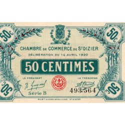 52 - ST DIZIERS - 50 CENTIMES 1920 - 14.04 - CHAMBRE DE COMMERCE