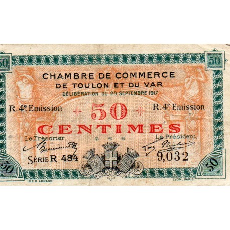 COUNTY 83 - TOULON - VAR - 50 CENTIMES 1917 - CHAMBER OF COMMERCE