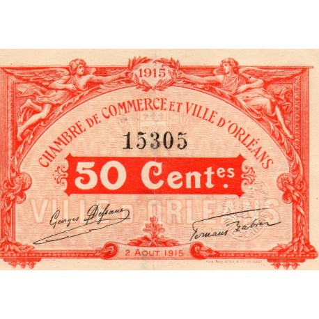 County 41 - ORLEANS - 50 CENTIMES 1915 - 02.08 - CHAMBER OF COMMERCE