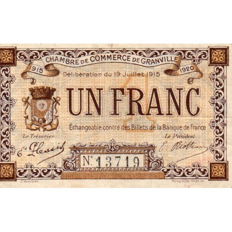 County 50 - GRANVILLE - 1 FRANC 1915 - 19.07 - CHAMBER OF COMMERCE