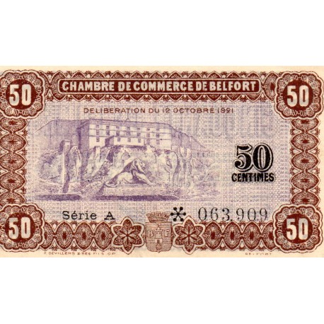 COUNTY 90 - BELFORT - 50 CENTIMES 1921 - 12.10 - CHAMBER OF COMMERCE