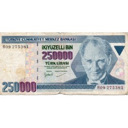 TURKEY - PICK 211 - 250 000 LIRA - L 1970 (1998) - PREFIXE L